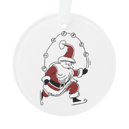 Vintage Skating Santa Christmas Ornament