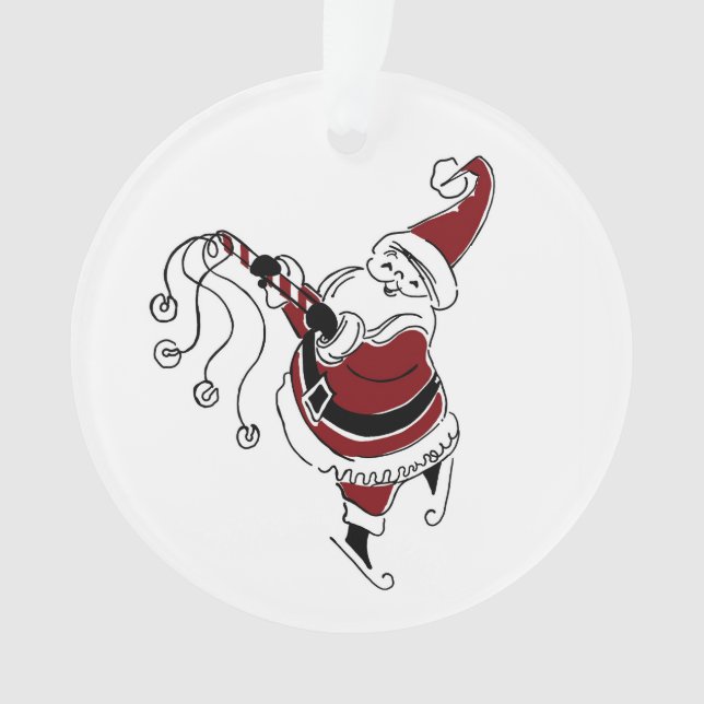 Vintage Skating Santa Ornament  (Front)