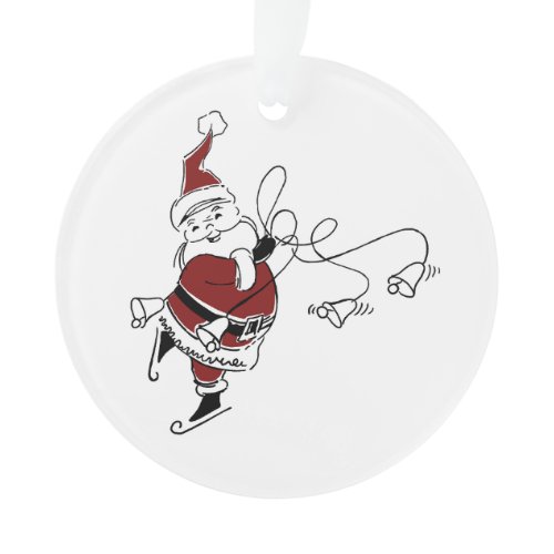 Vintage Skating Santa Ornament