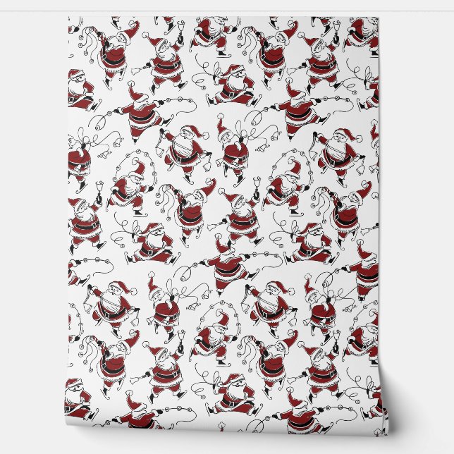 Vintage Skating Santa Wallpaper Wallpaper (Unrolling)