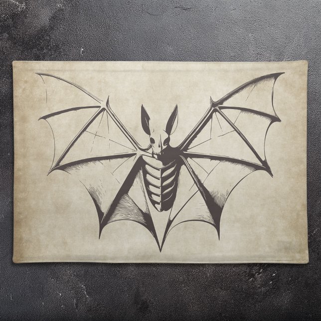Vintage Skeletal Bat Halloween Cloth Placemat (Creator Uploaded)
