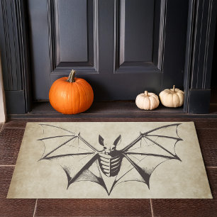 Vintage Skeletal Bat Halloween Doormat