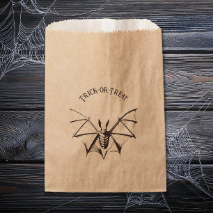 Vintage Skeletal Bat Halloween Favor Bag