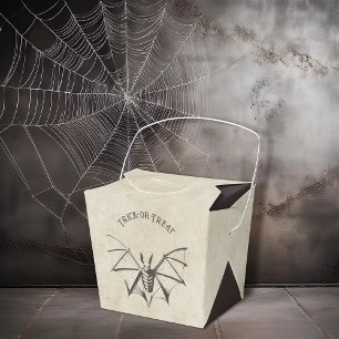 Vintage Skeletal Bat Halloween Favor Boxes