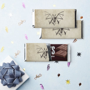 Vintage Skeletal Bat Halloween Hershey Bar Favors