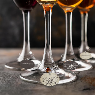 Vintage Skeletal Bat Halloween Wine Charm