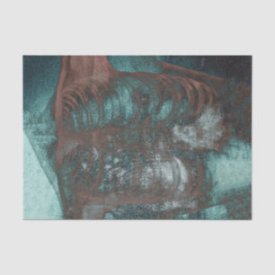 Vintage Skeletal Xray Teal Brown Texture Tissue Paper