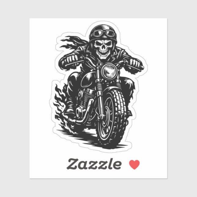 Vintage Skeleton Biker Motorcycle Illustration Sticker (Sheet)