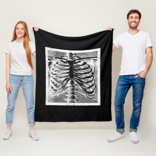Vintage Skeleton Bones Torso Body Halloween Fleece Blanket