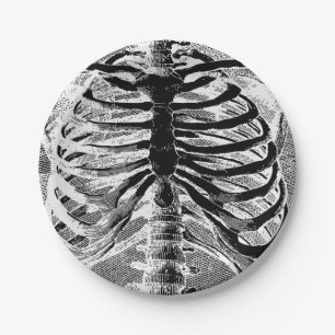 Vintage Skeleton Bones Torso Body Halloween Paper Plates