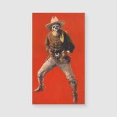 Vintage Skeleton Cowboy Business Card Magnet (Front)