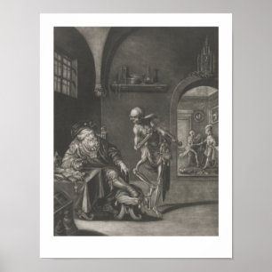 Vintage Skeleton Death Playing Violin Skull Music Poster