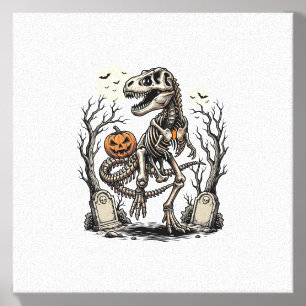 Vintage Skeleton Dinosaur Halloween Graveyard Desi Canvas Photo Tile