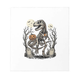 Vintage Skeleton Dinosaur Halloween Graveyard Desi Notepad
