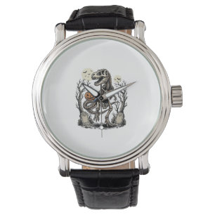 Vintage Skeleton Dinosaur Halloween Graveyard Desi Watch