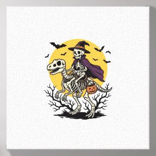 Vintage Skeleton Dinosaur Halloween Shirt Design_1 Canvas Photo Tile