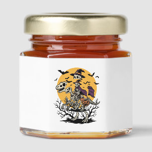 Vintage Skeleton Dinosaur Halloween Shirt Design_1 Honey Jar Favors