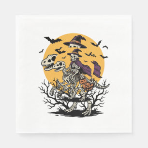 Vintage Skeleton Dinosaur Halloween Shirt Design_1 Napkins