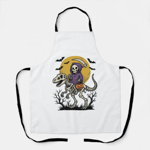 Vintage Skeleton Dinosaur Halloween Shirt Design ( Apron