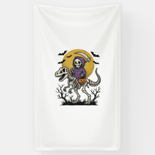 Vintage Skeleton Dinosaur Halloween Shirt Design ( Banner