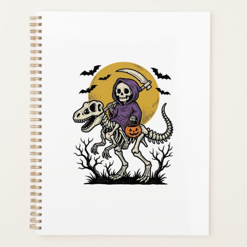 Vintage Skeleton Dinosaur Halloween Shirt Design ( Planner
