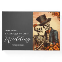 Vintage Skeleton Goth Photo Wedding Guest Book