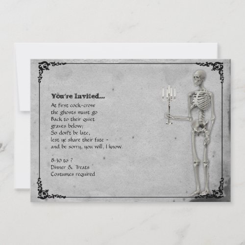 Vintage Skeleton Halloween Party Custom Invitations