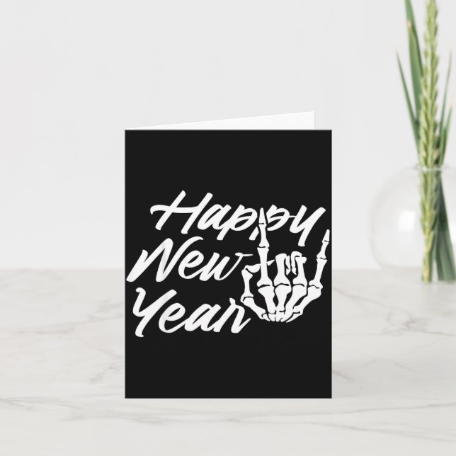 Vintage Skeleton Happy New Year Eve  Card (Front)
