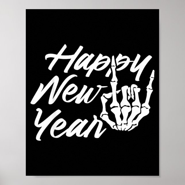 Vintage Skeleton Happy New Year Eve  Poster (Front)
