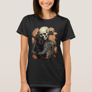 Vintage Skeleton Holding A Black Cat Halloween Got T-Shirt