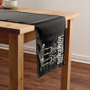 Vintage Skeleton Humerus Halloween Party Humor Short Table Runner