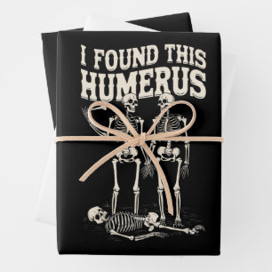 Vintage Skeleton Humerus Pun Halloween Humor Wrapping Paper Sheets