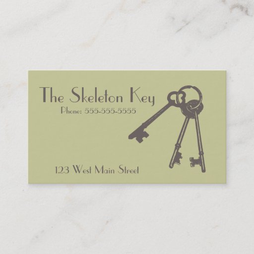 Customizable Vintage Skeleton Key Business Card