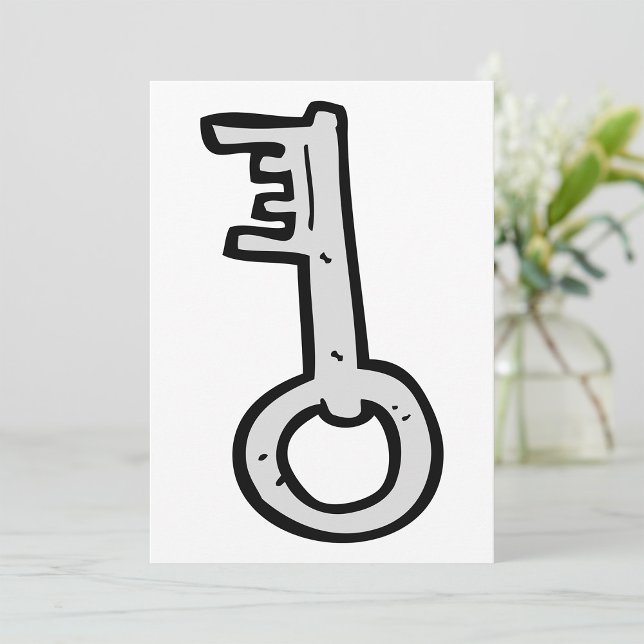 Vintage Skeleton Key Hand-Drawn Silver Antique Invitation (Creator Uploaded)
