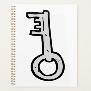 Vintage Skeleton Key Hand-Drawn Silver Antique Planner