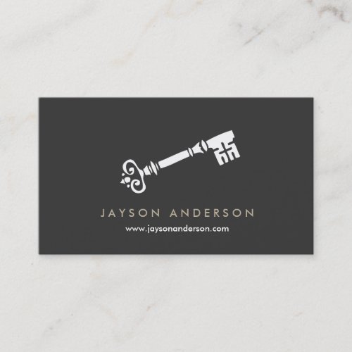VINTAGE SKELETON KEY LOGO No. 2 Business Card Template