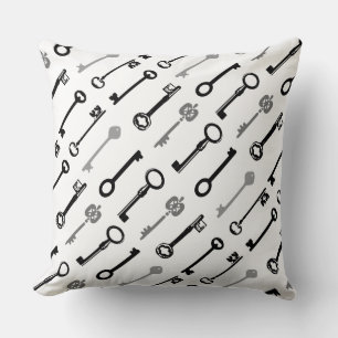 Vintage Skeleton Key Pillow - keys both sides