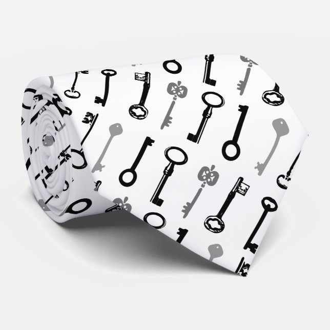 Vintage Skeleton Keys Tie (Rolled)