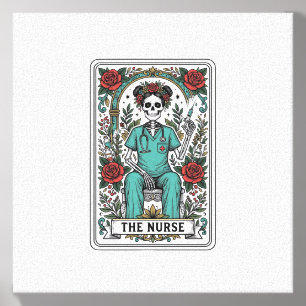 Vintage Skeleton Nurse Tarot Card Shirt Design_1 Canvas Photo Tile