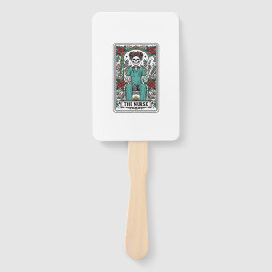 Vintage Skeleton Nurse Tarot Card Shirt Design_1 Hand Fan