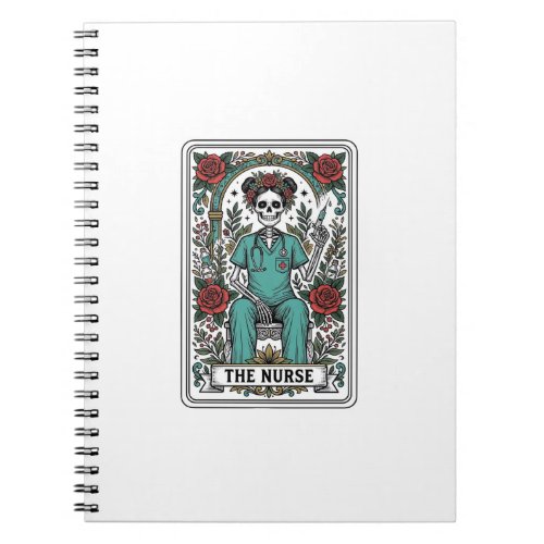 Vintage Skeleton Nurse Tarot Card Shirt Design_1 Notebook