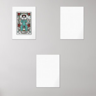 Vintage Skeleton Nurse Tarot Card Shirt Design_1 Wall Art Sets