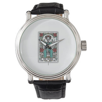 Vintage Skeleton Nurse Tarot Card Shirt Design_1 Watch
