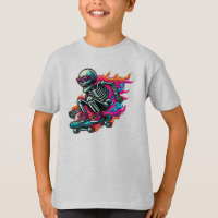 Vintage Skeleton on Skateboard ride boys Halloween
