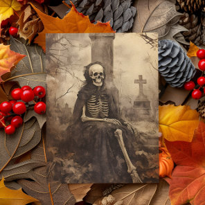 Vintage Skeleton Photo Decoupage  Postcard