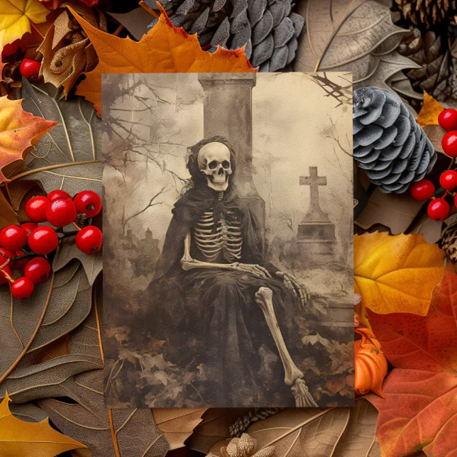 Vintage Skeleton Photo Decoupage Postcard | Zazzle
