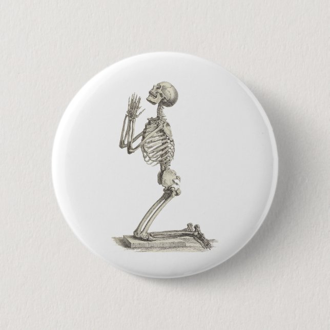 Vintage Skeleton Pinback Button (Front)