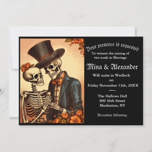 Vintage Skeleton QRC Wedding Invitation
