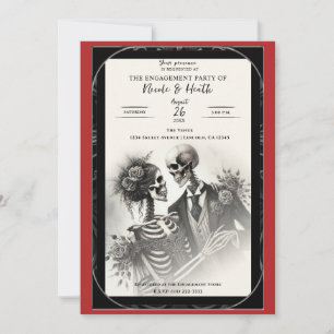 Vintage Skeleton Romance Gothic Engagement Party Invitation