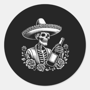Vintage Skeleton Tequila Mexico Dia De Los Muertos Classic Round Sticker